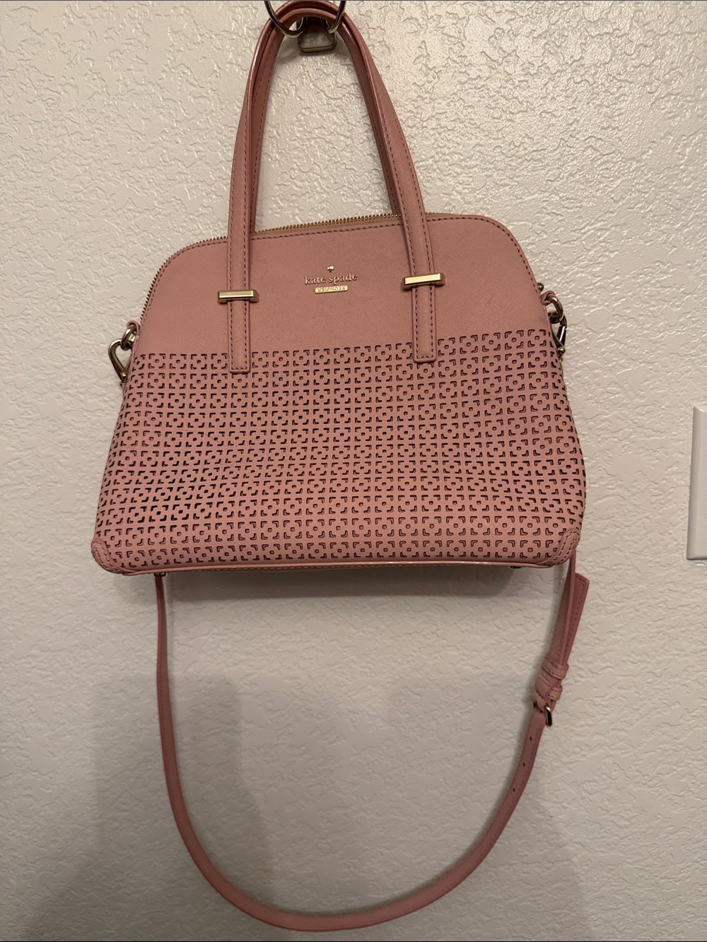 kate spade Pink Perforated Dome Satchel with Gold Hardware